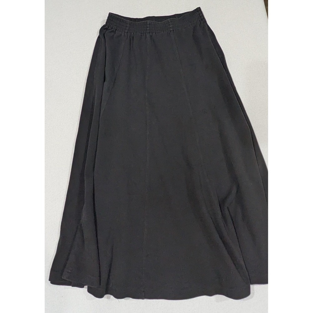 Jeanne Pierre Skirt Women Small Black Excellent Cotton A-Line Midi Elastic Waist